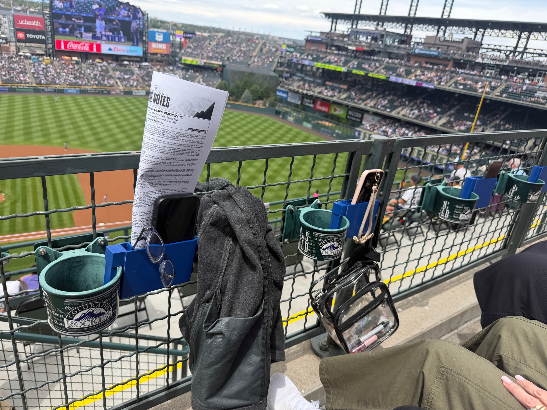 SNAC-KLIP in use along a row of stadium seats